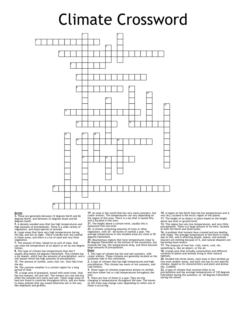 Climate Crossword