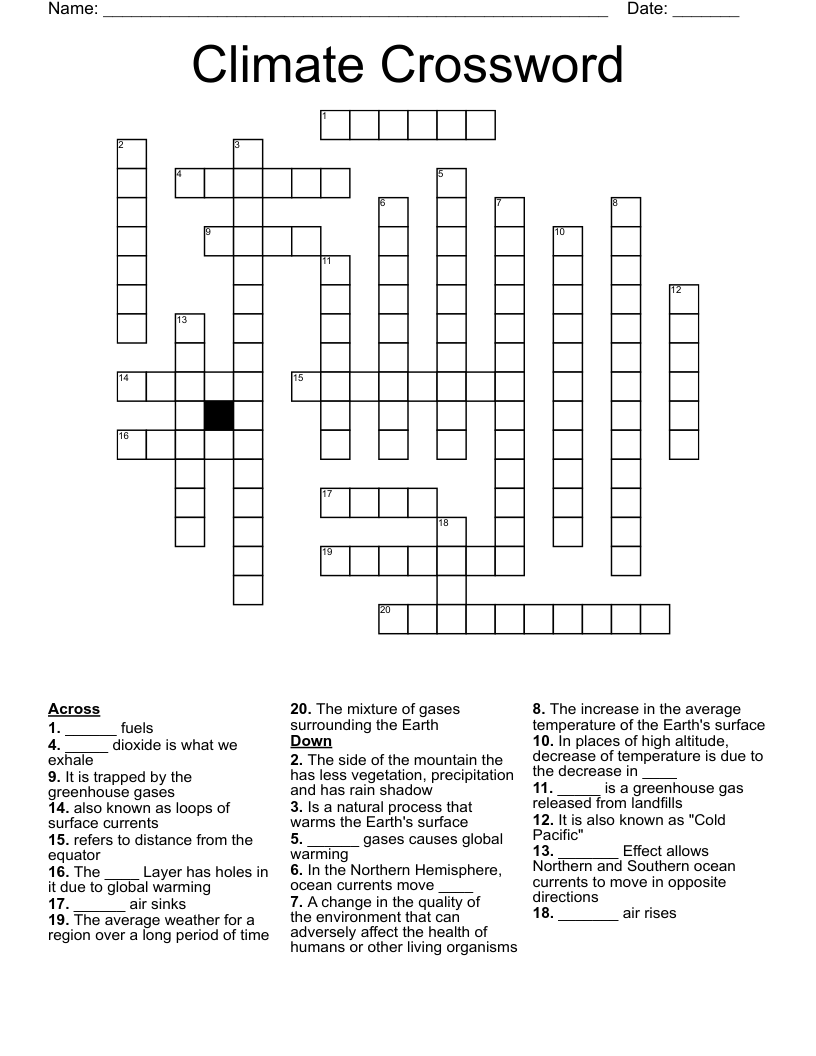 Climate Crossword