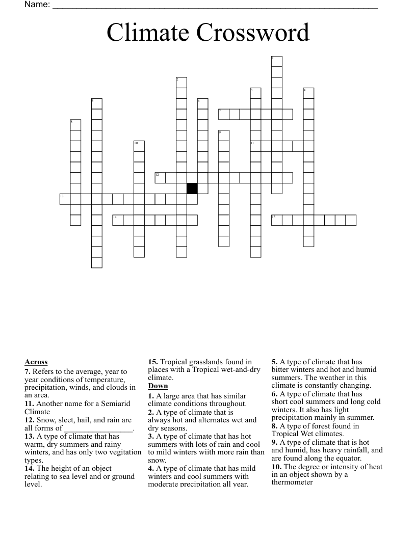 Climate Crossword