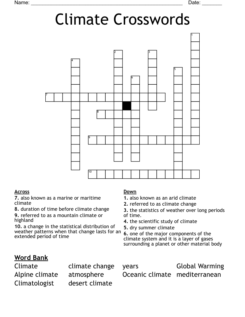 Climate Crosswords