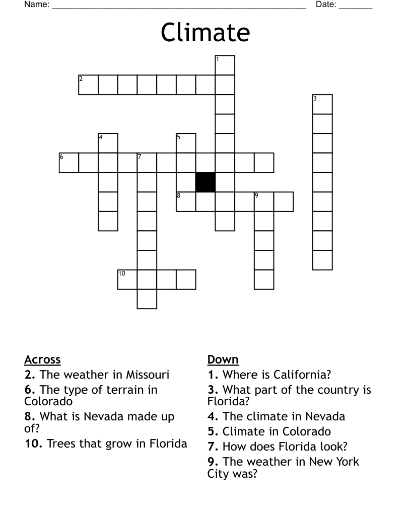 Climate  Crossword