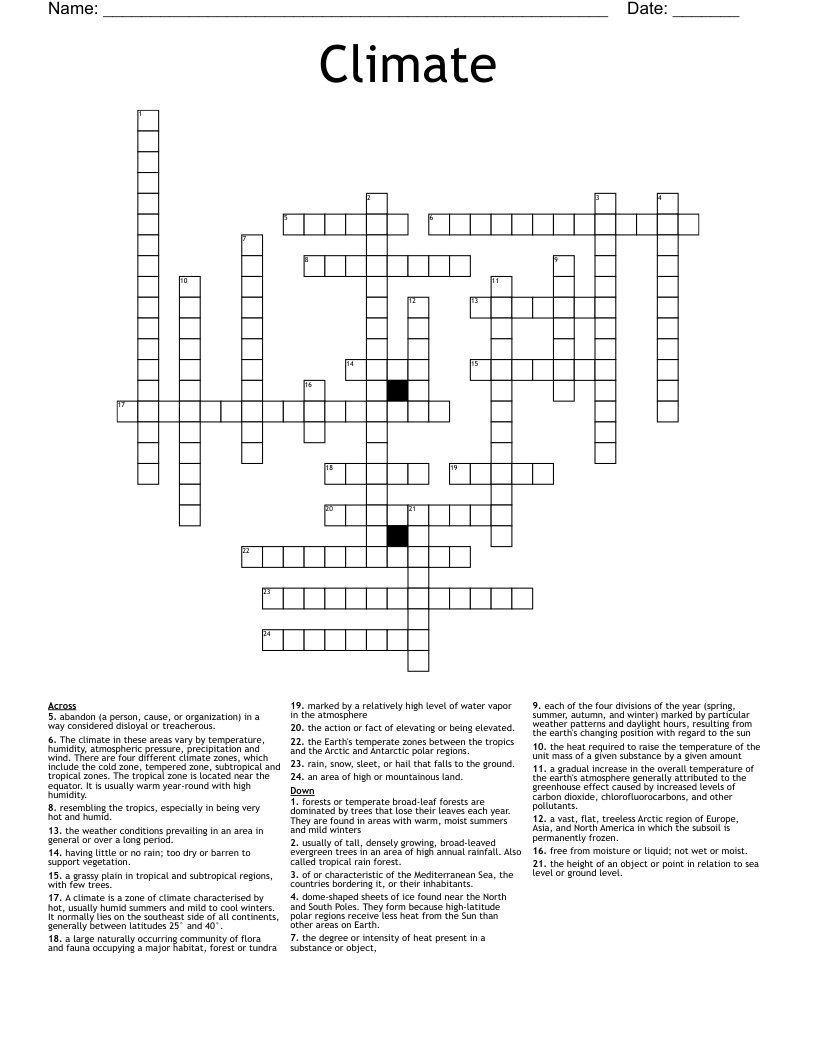 Climate  Crossword
