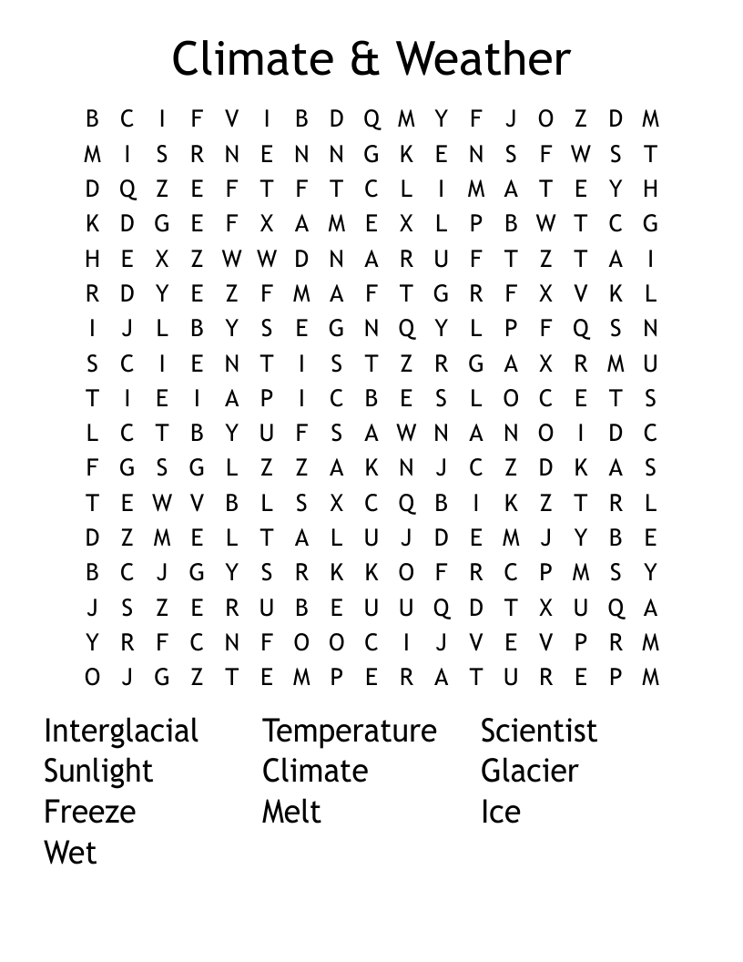 Climate & Weather Word Search