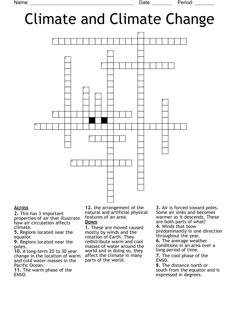 Climate and Climate Change Crossword