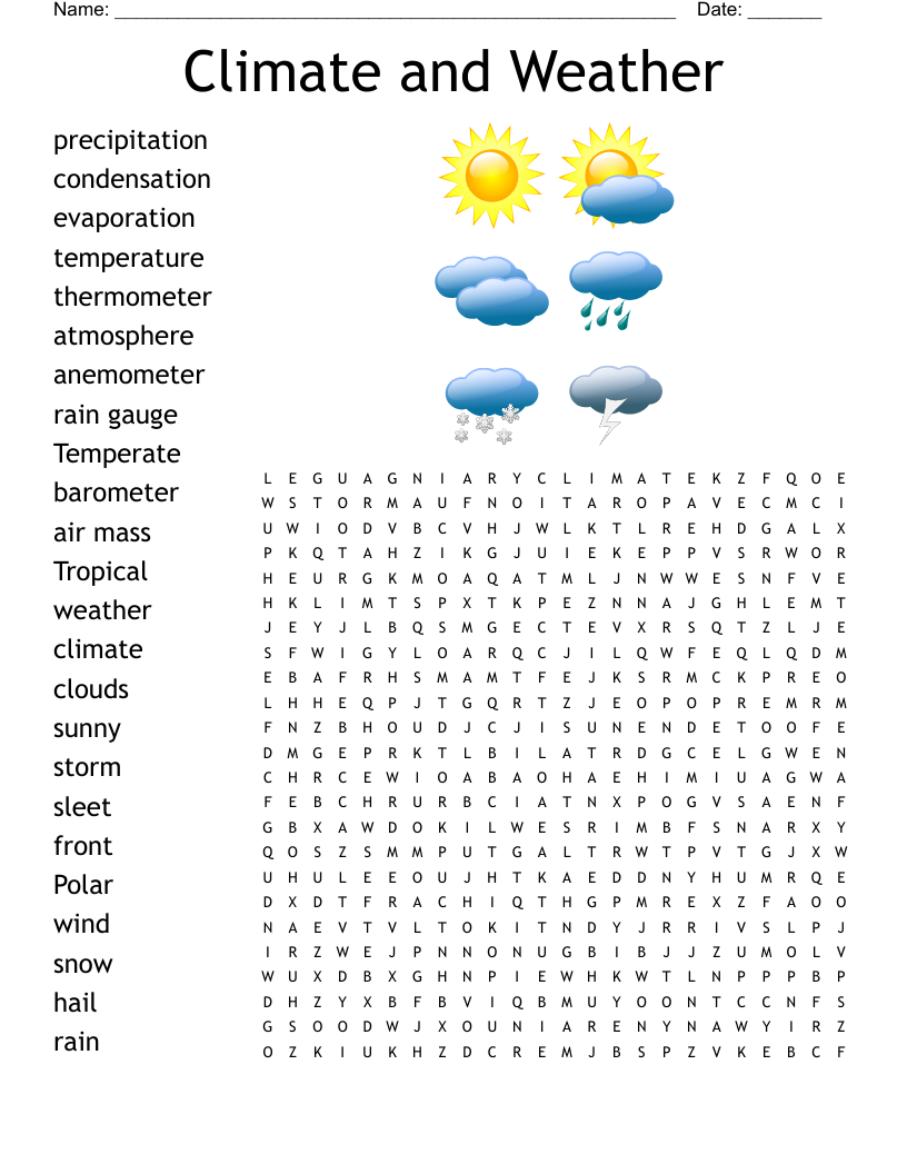 Climate and Weather Word Search