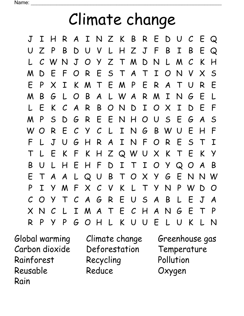 Climate change Word Search