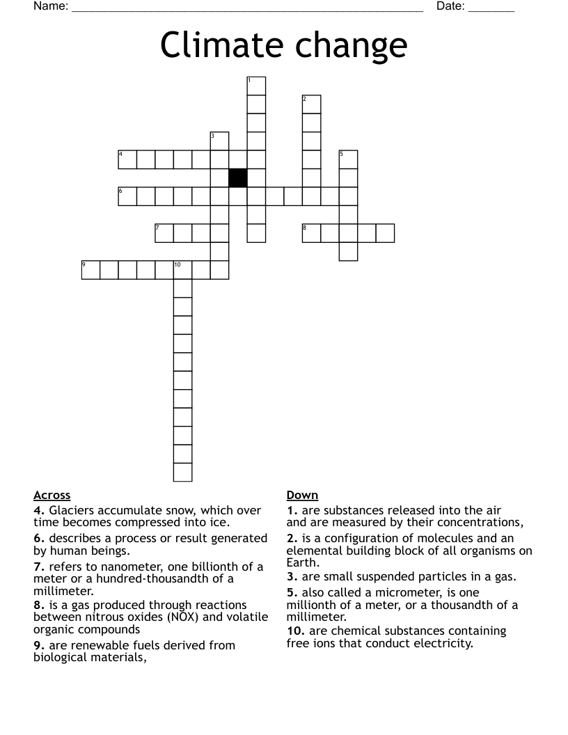 Climate change Crossword