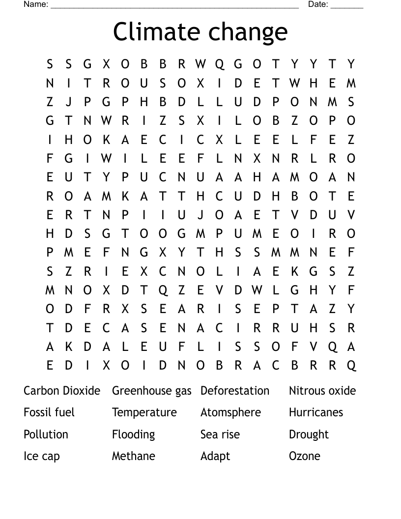 Climate change Word Search
