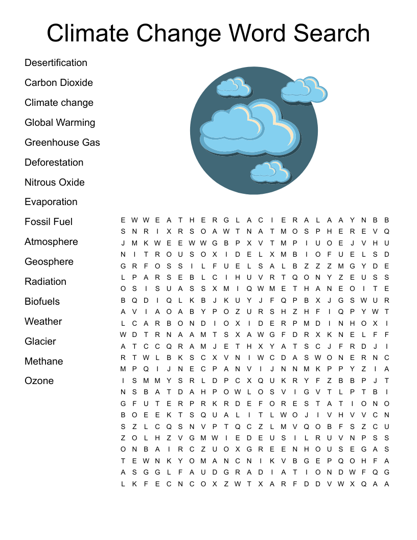 Climate Change Word Search 