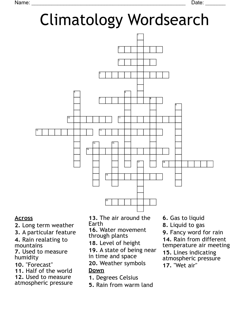 Climatology Wordsearch Crossword