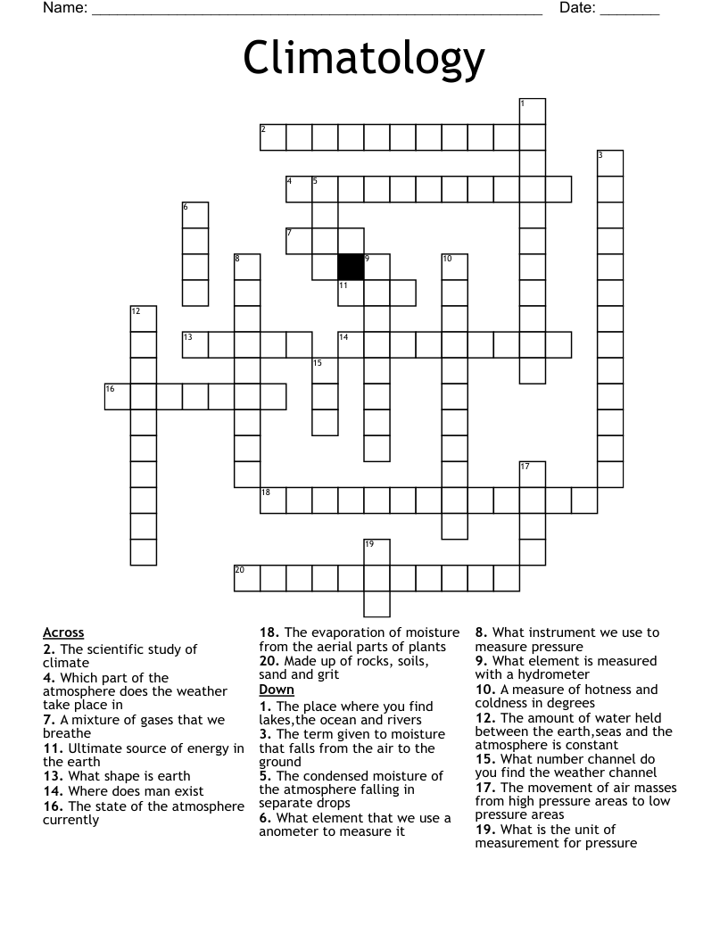 Climatology  Crossword
