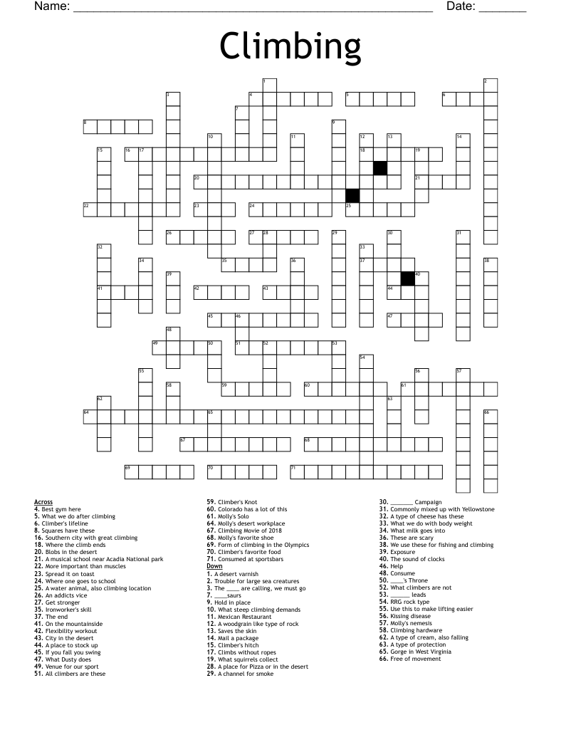 Climbing Crossword