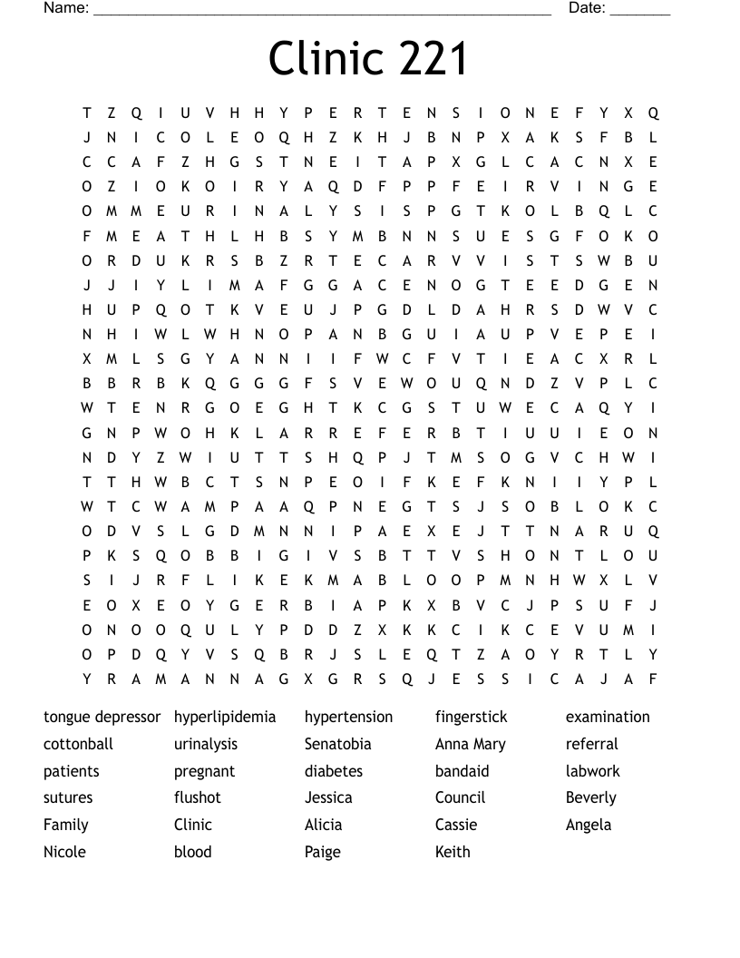 Clinic 221 Word Search