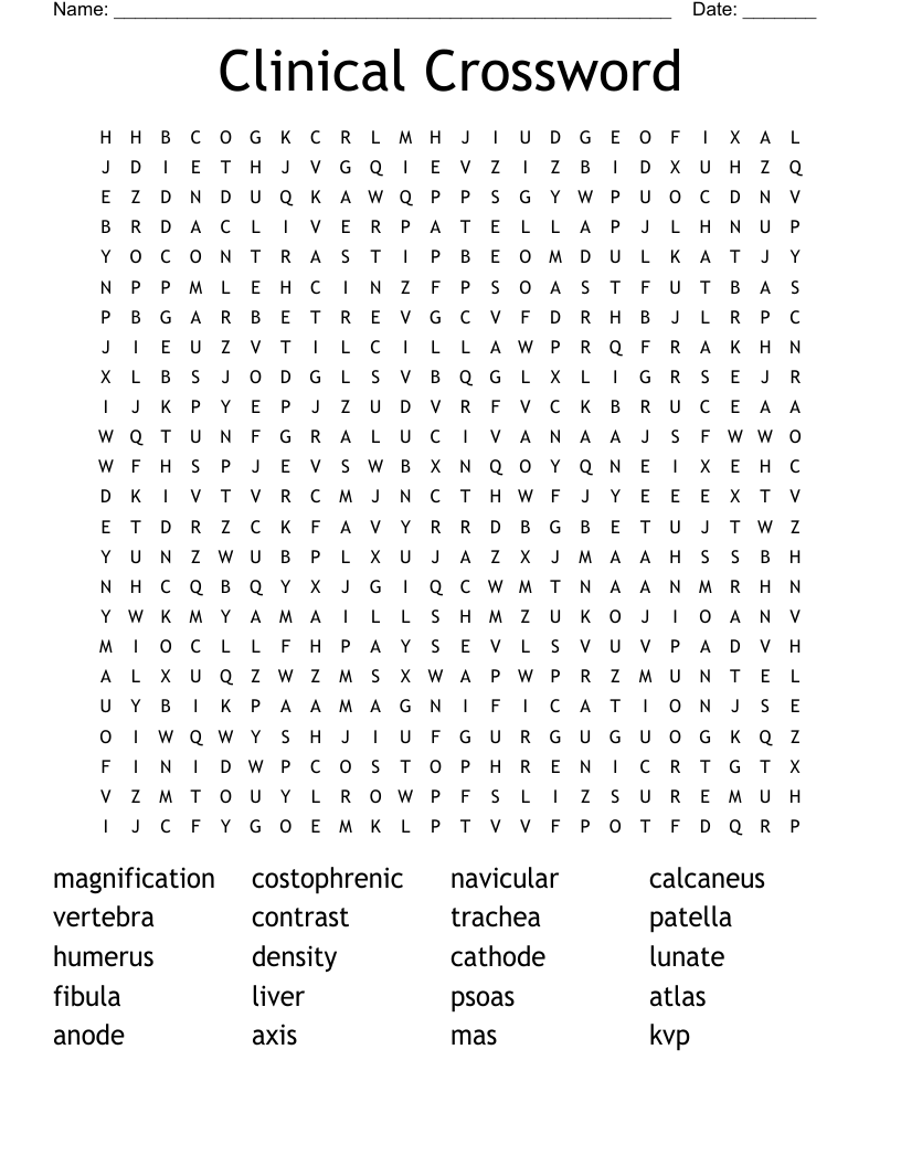 Clinical Crossword Word Search