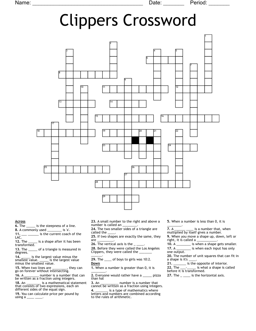Clippers Crossword
