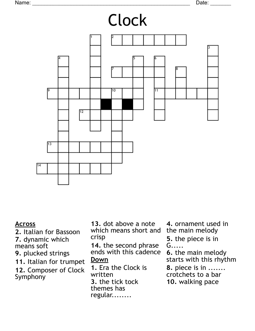 Clock Crossword