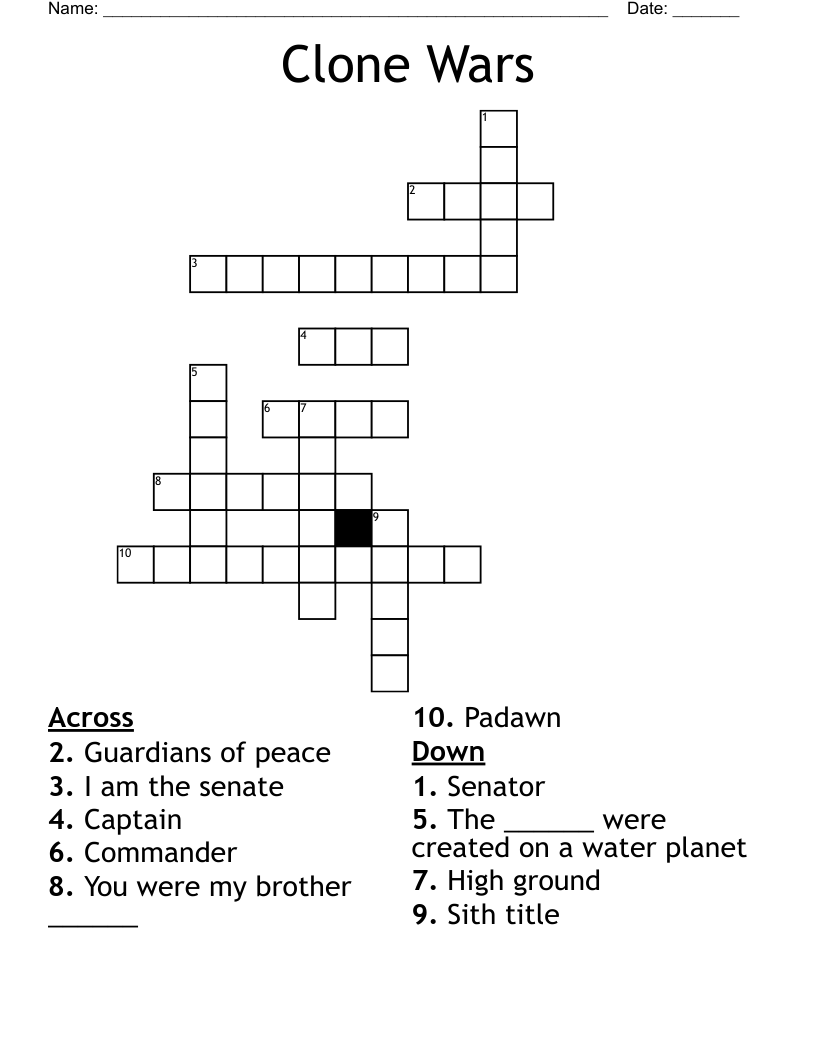 Clone Wars Crossword