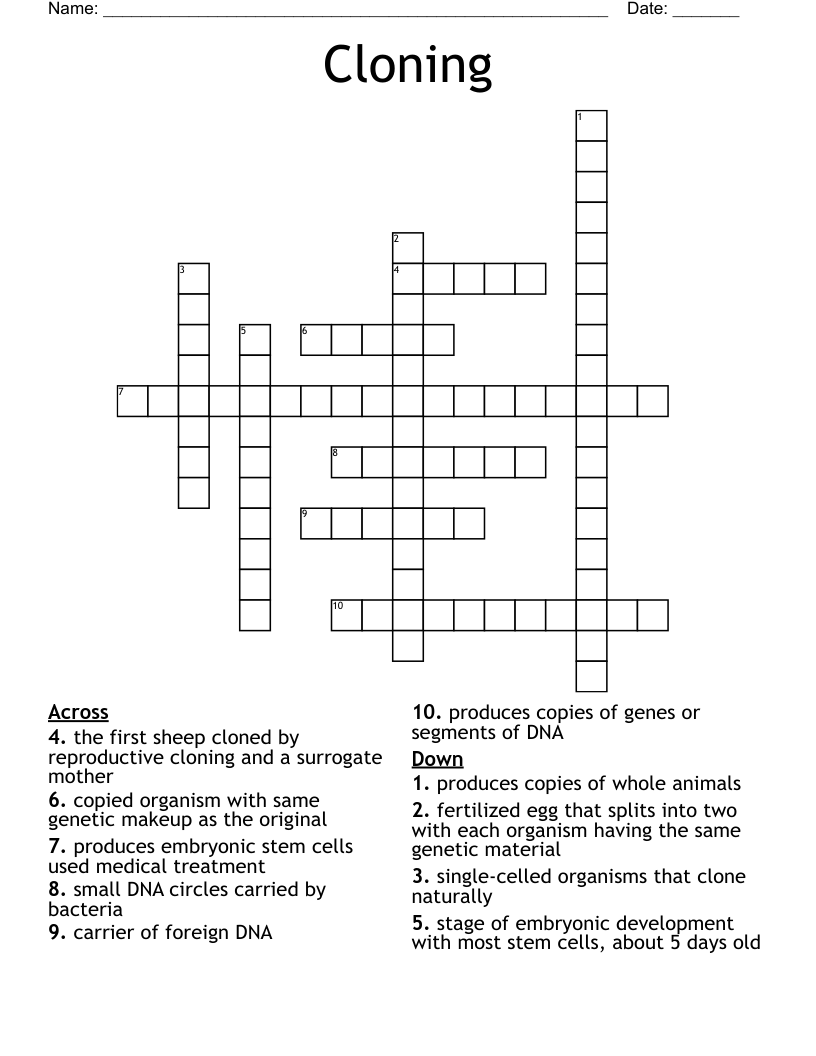 Cloning Crossword