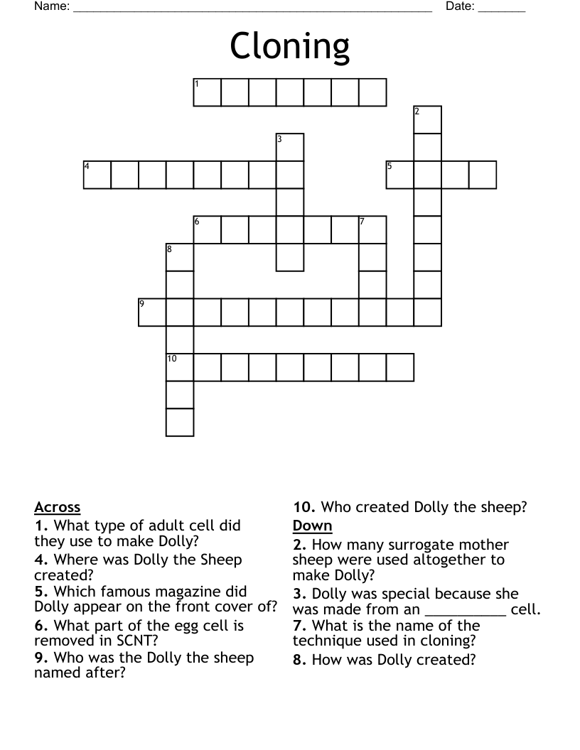 Cloning Crossword