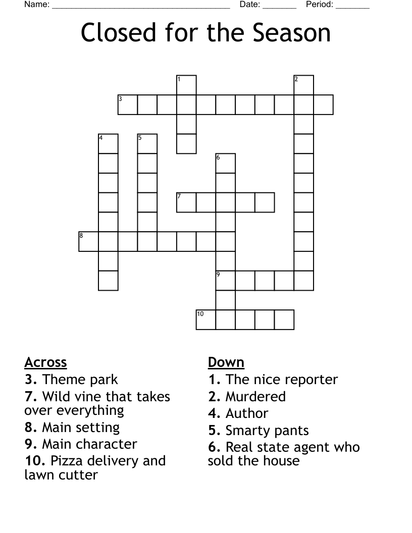 Closed for the Season Crossword