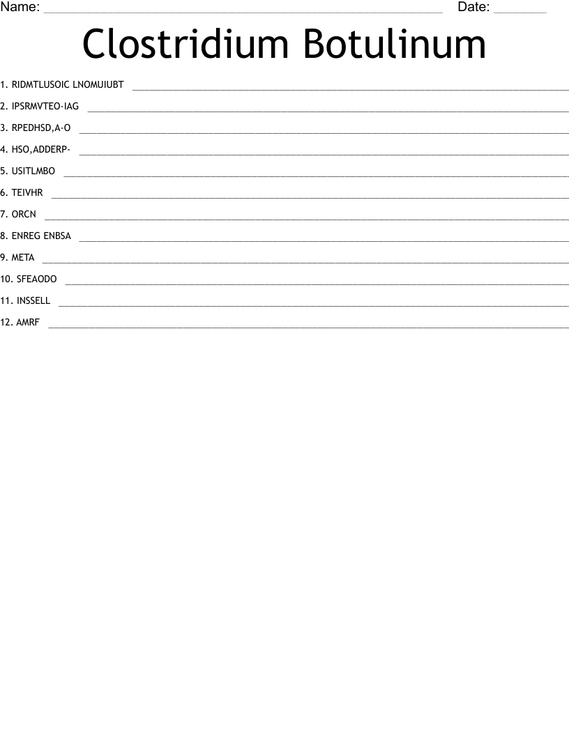Clostridium Botulinum Word Scramble