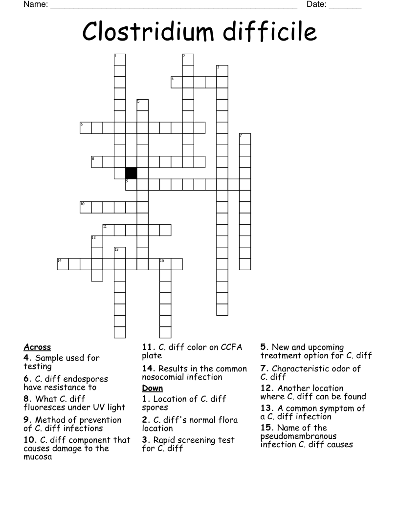 Clostridium difficile Crossword