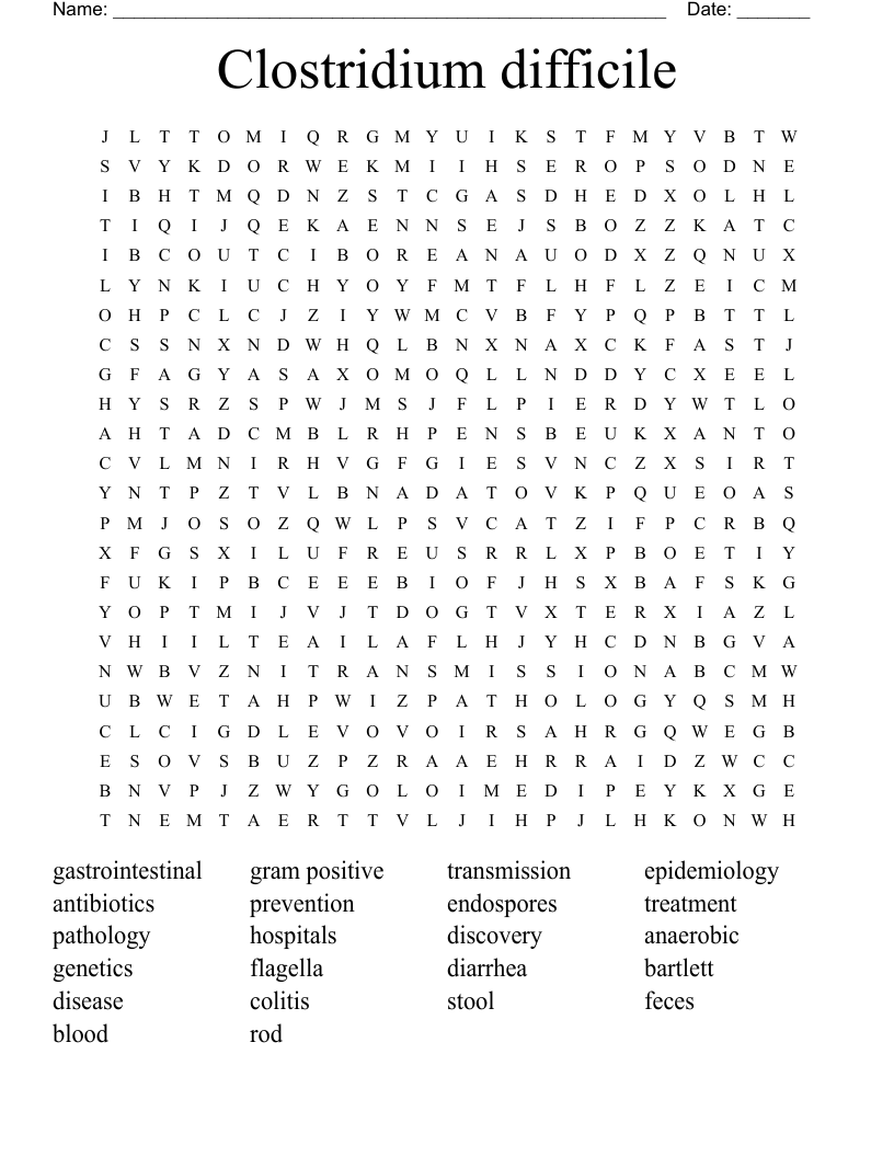 Clostridium difficile Word Search