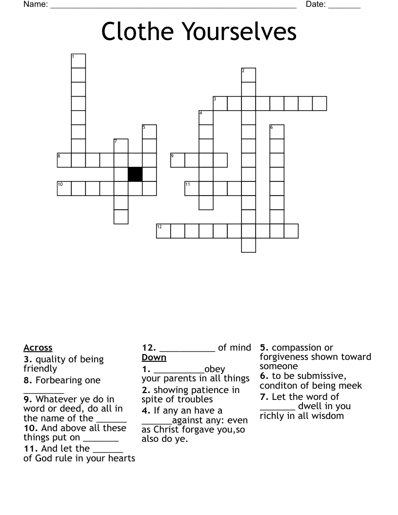 Clothe Yourselves Crossword