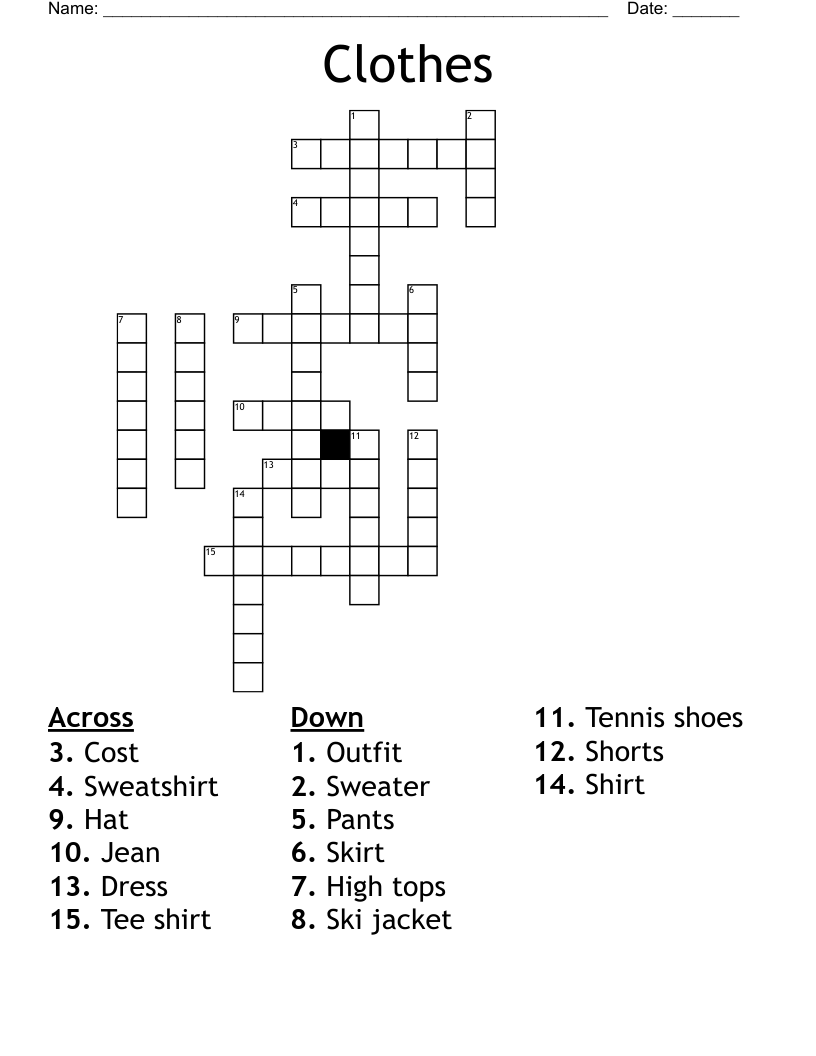Clothes  Crossword