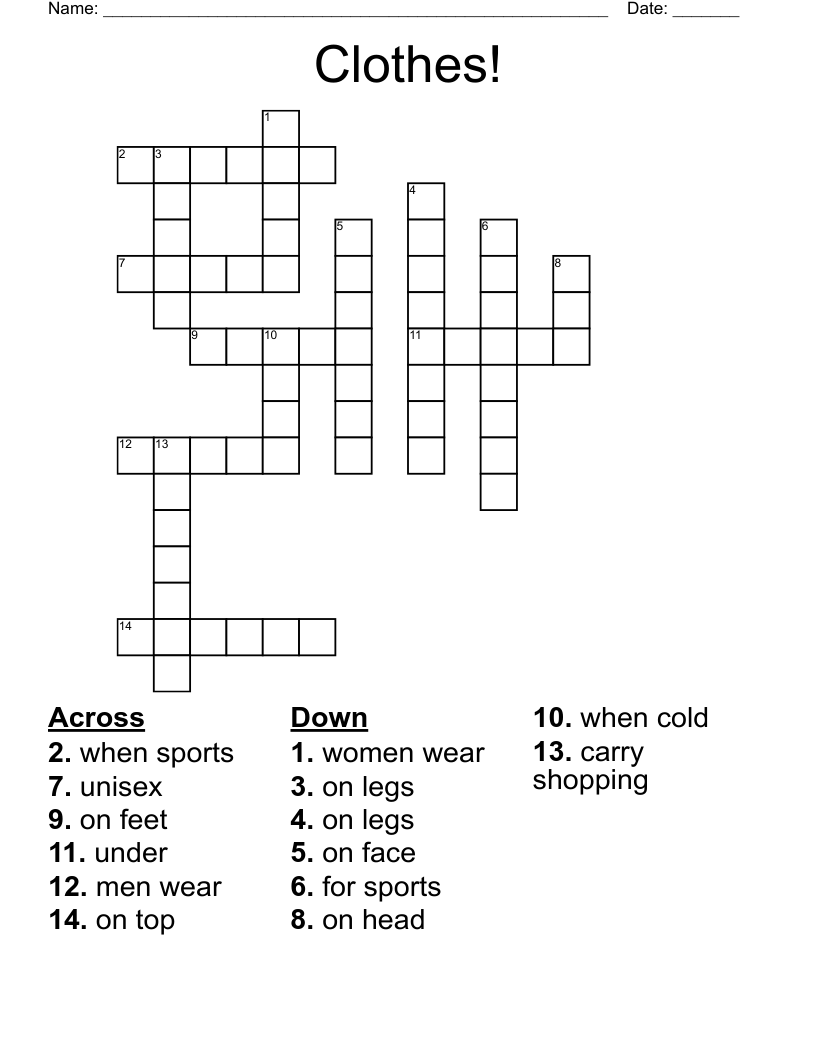 Clothes!  Crossword