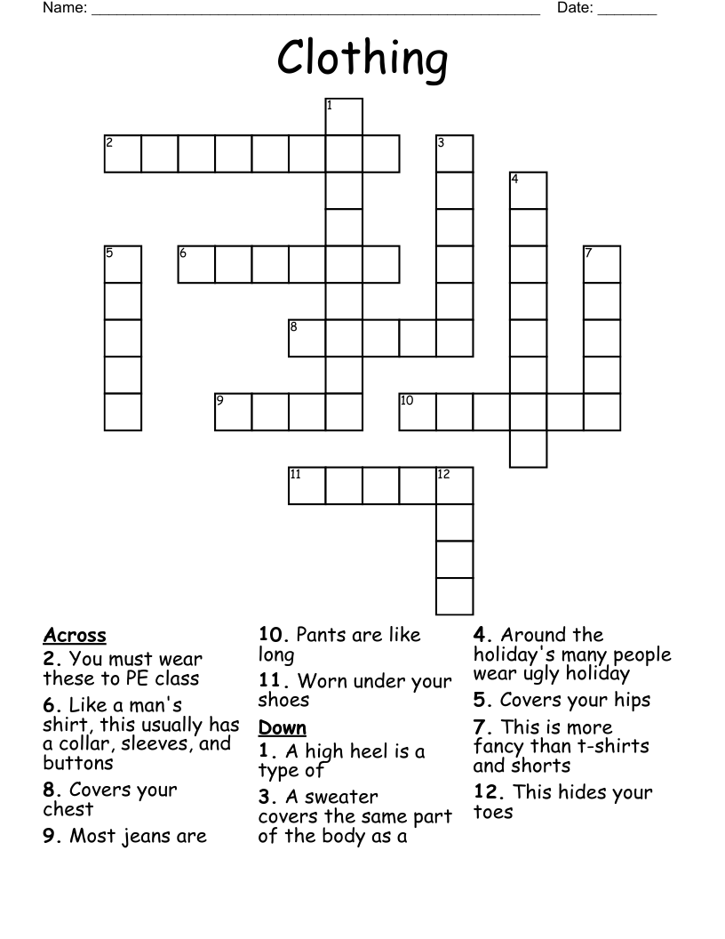 Clothing Crossword