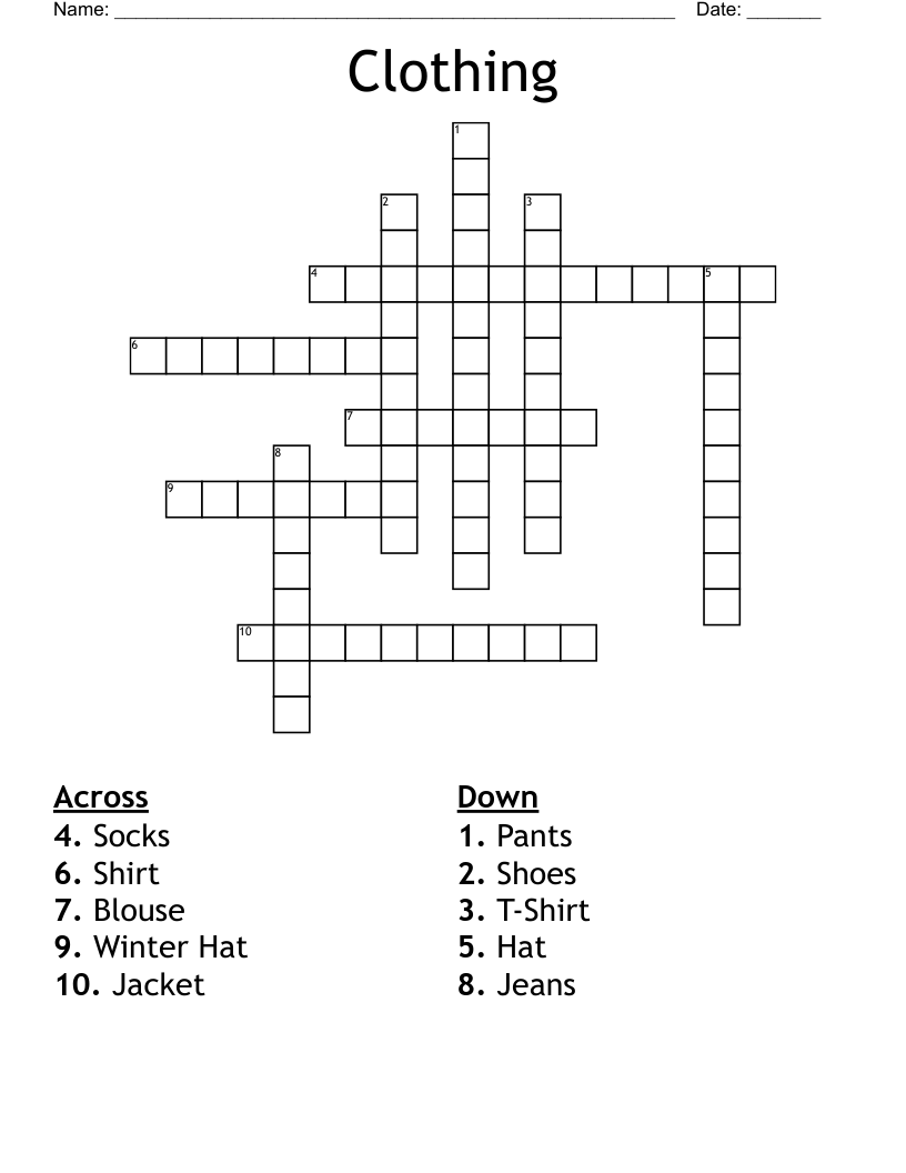 Clothing Crossword