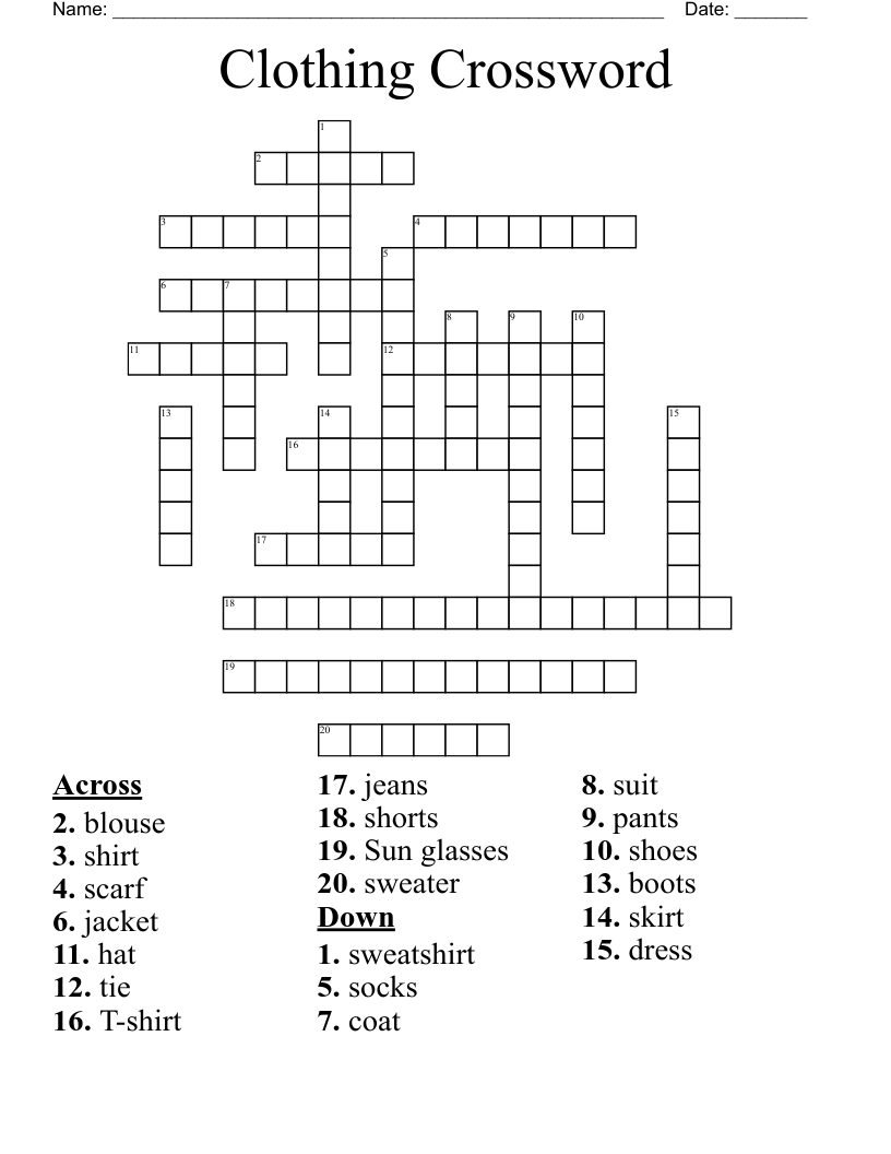 Clothing Crossword