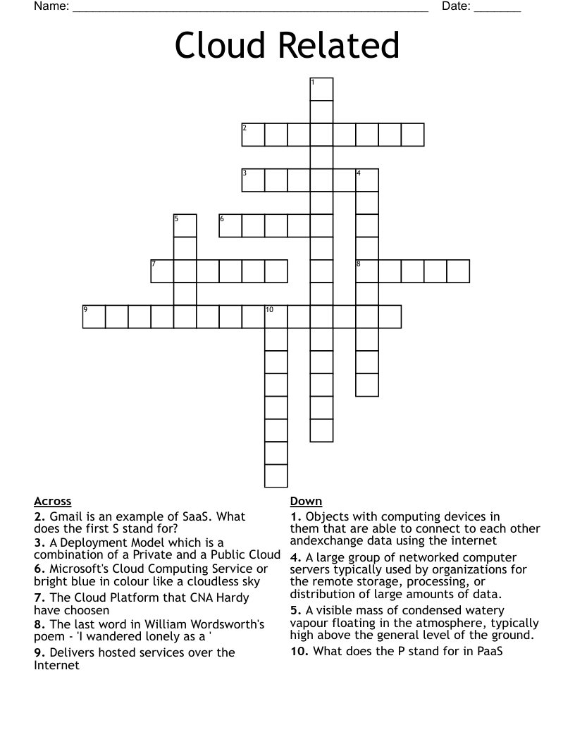 Cloud Related Crossword