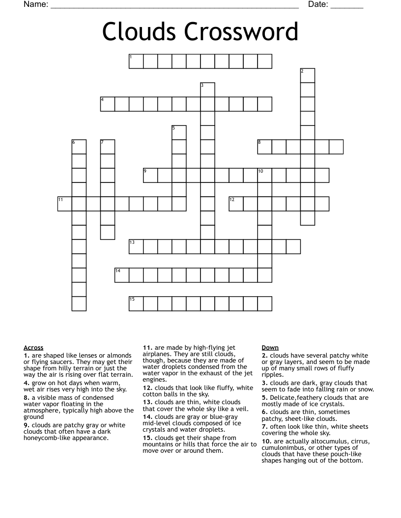 Clouds Crossword