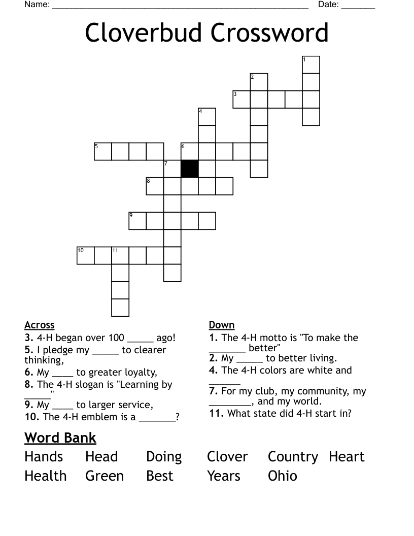 Cloverbud Crossword 