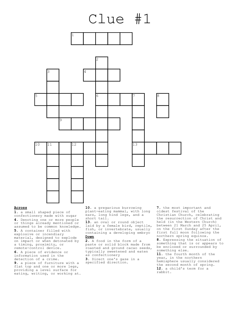 Clue #1 Crossword