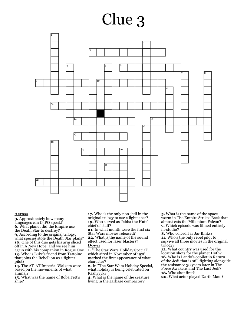 Clue 3 Crossword