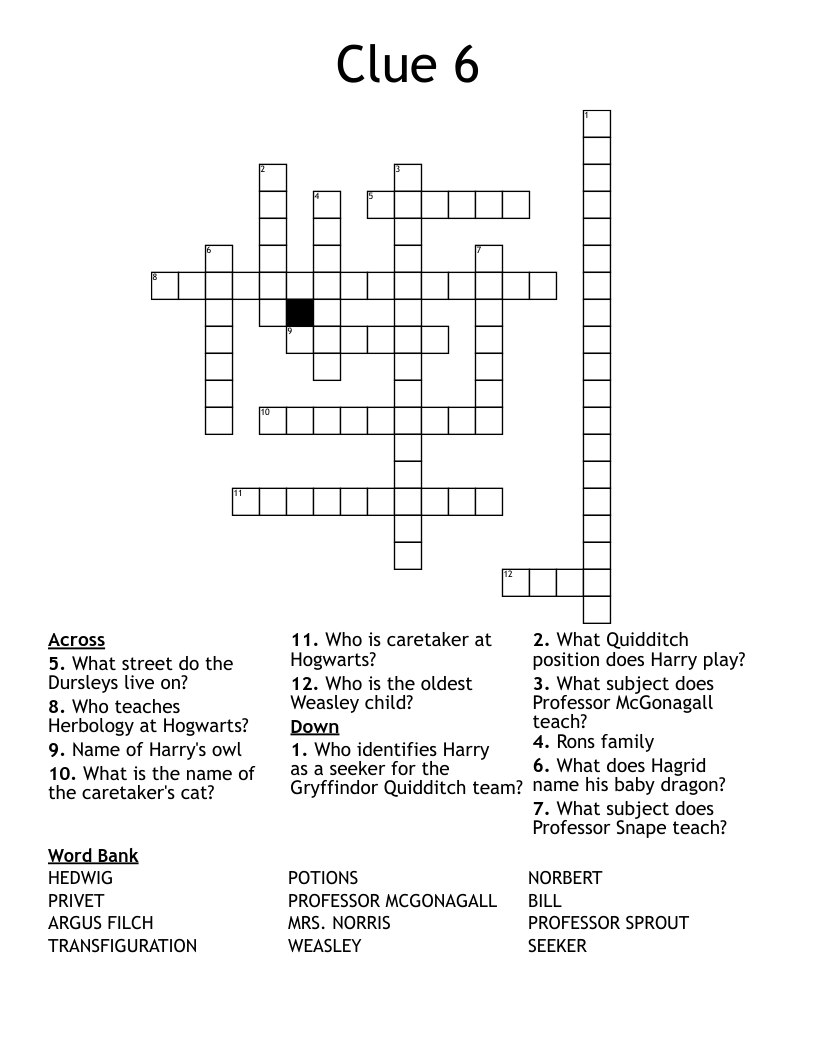 Clue 6 Crossword