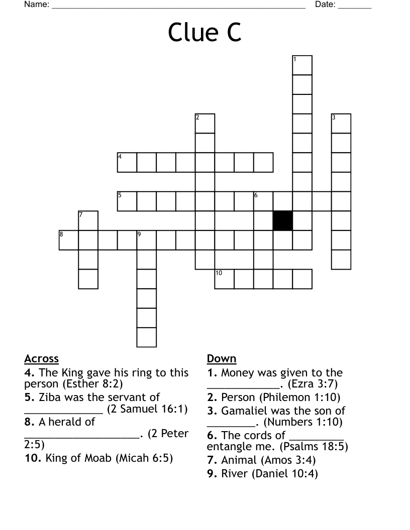 Clue C Crossword