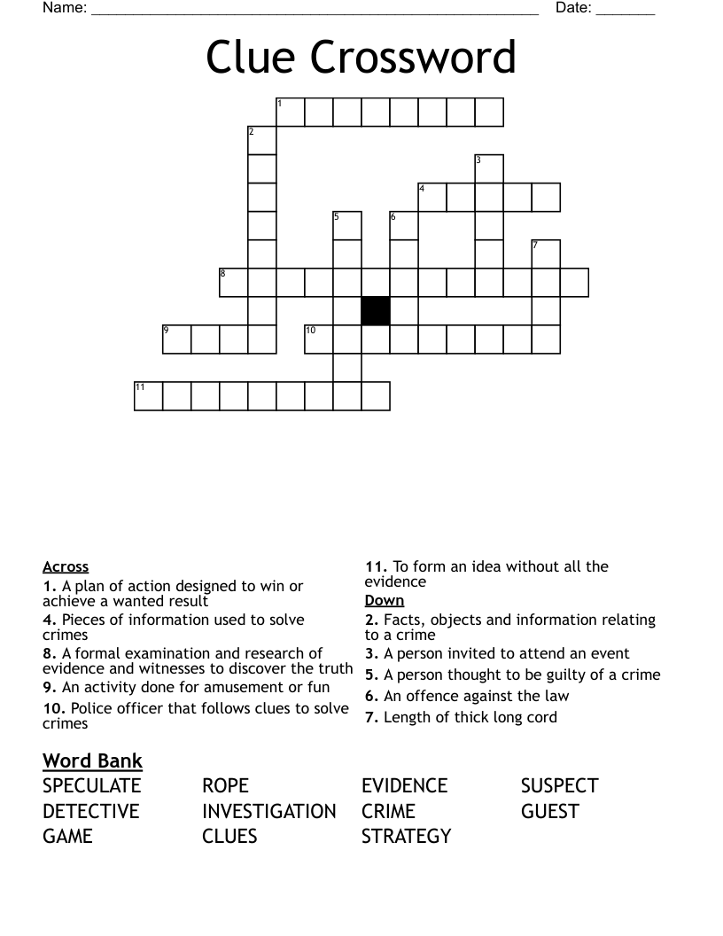 Clue Crossword