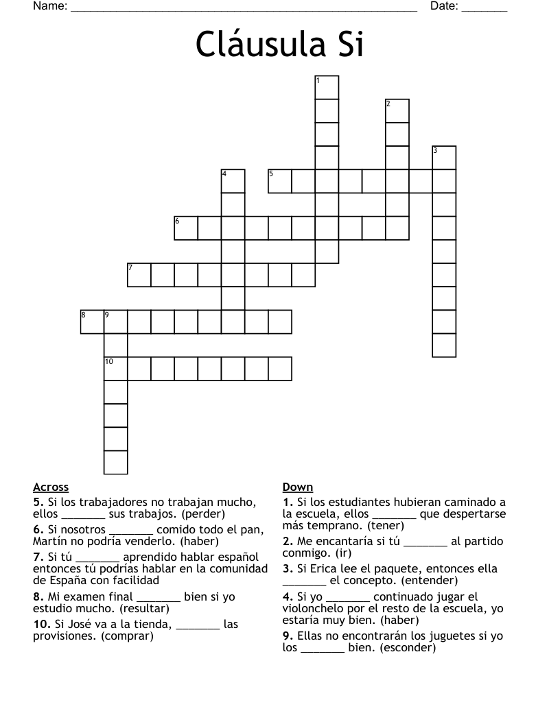 Cláusula Si  Crossword