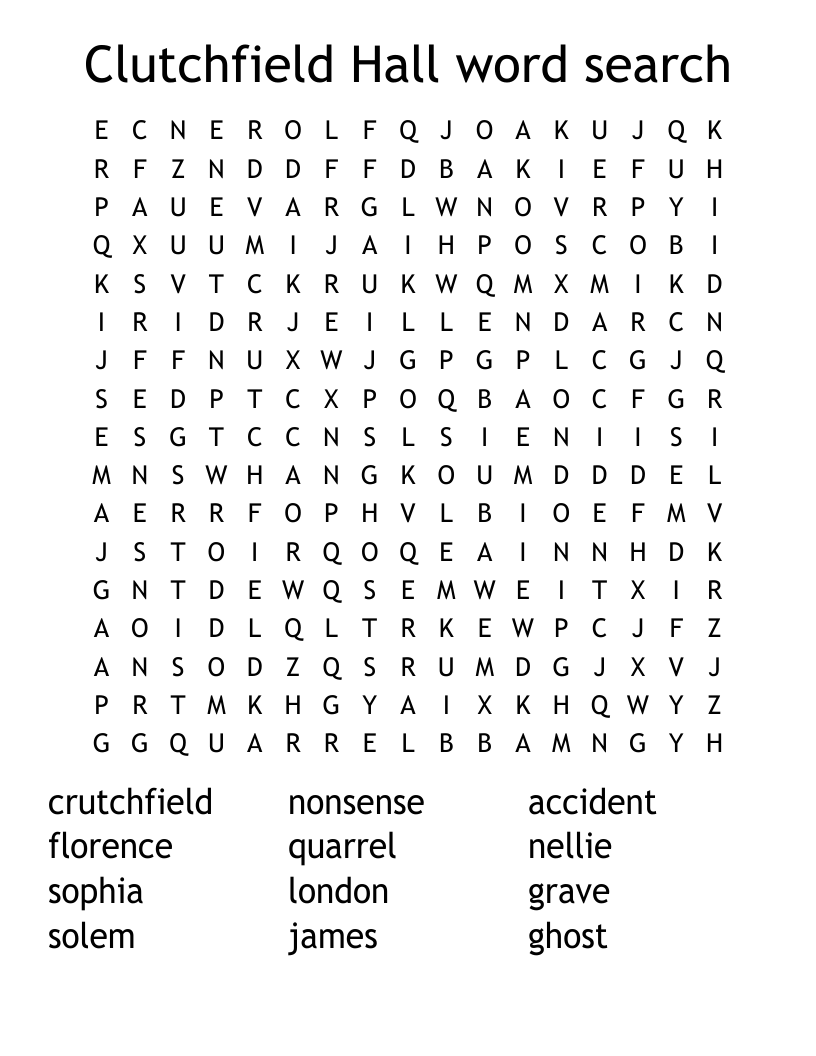 Clutchfield Hall word search