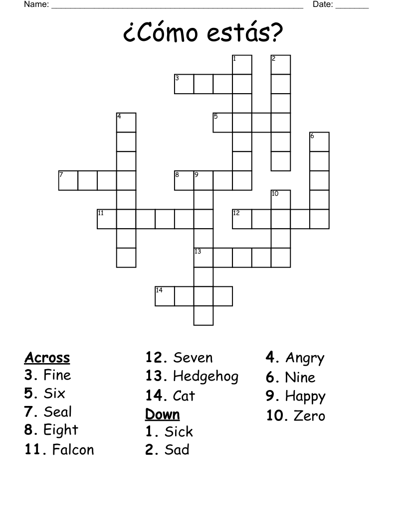 ¿Cómo estás? Crossword