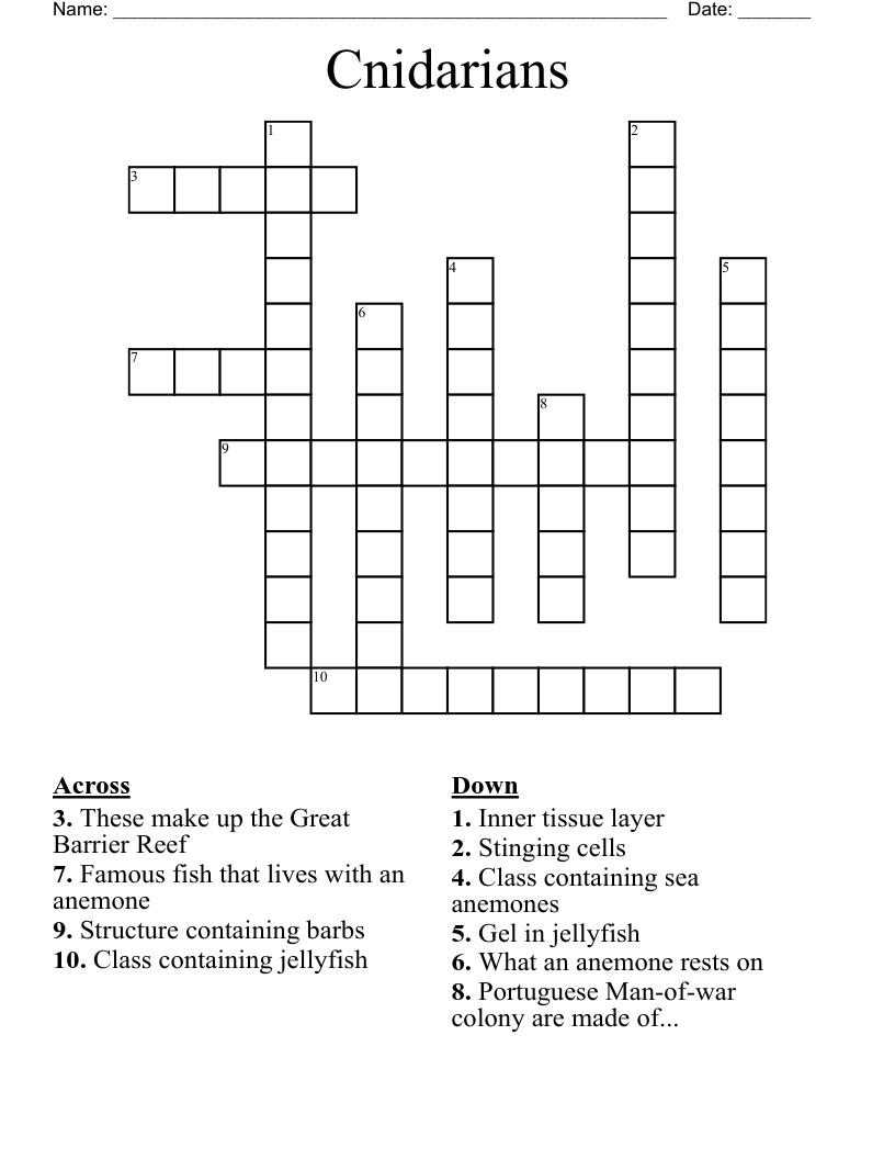 Cnidarians Crossword