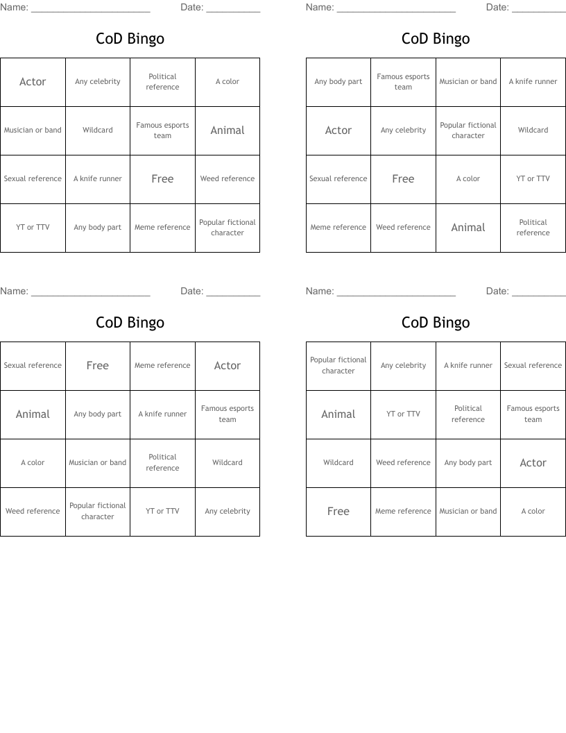 CoD Bingo