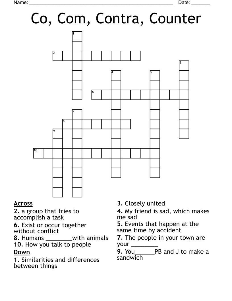 Co, Com, Contra, Counter Crossword