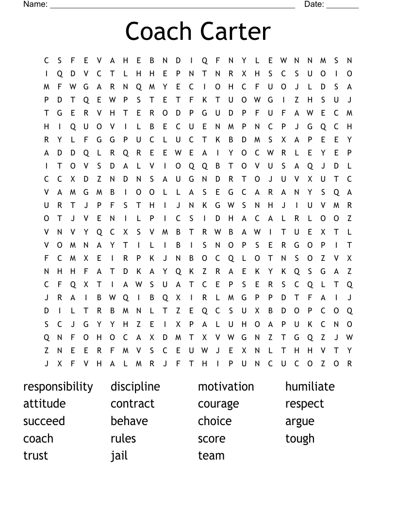 Coach Carter Word Search