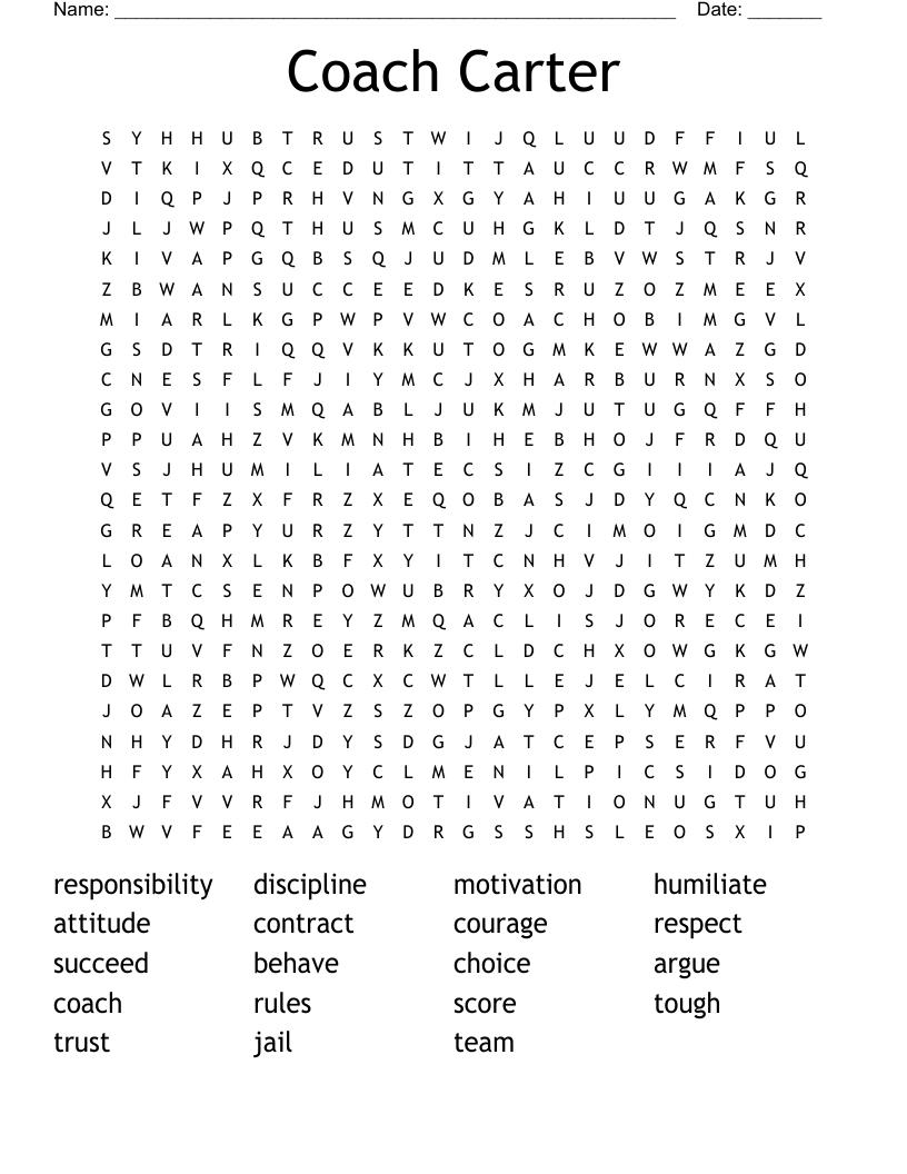 Coach Carter Word Search