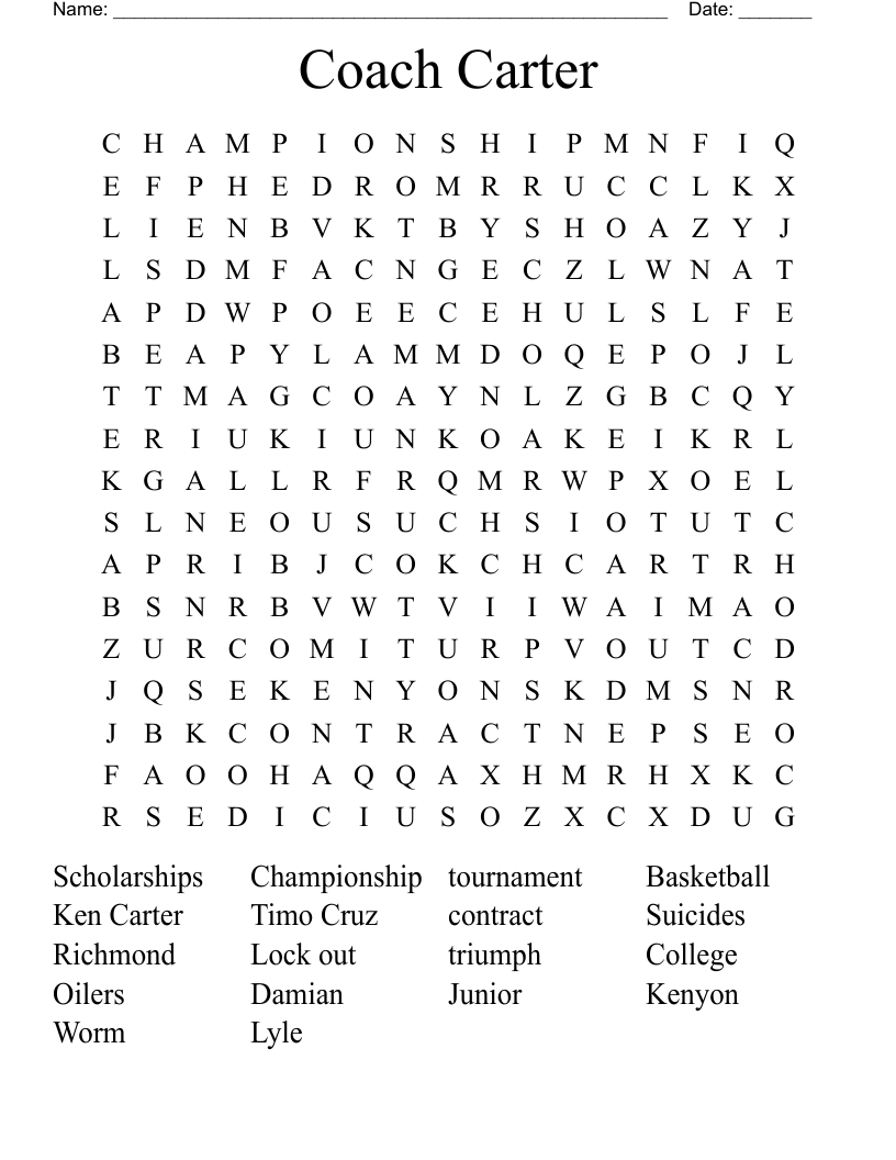 Coach Carter  Word Search